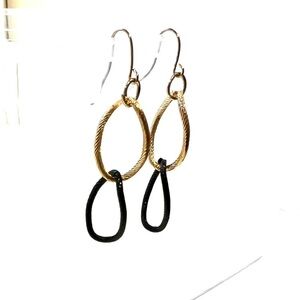 Black and gold chain hoop earrings